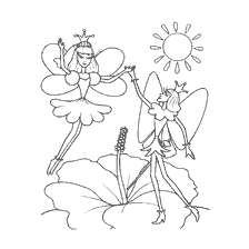Thumbelina et prince avec fées et fleurs