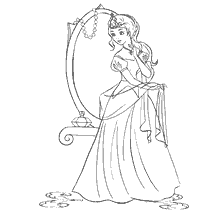 Contour painting of a young princess in front of a mirror