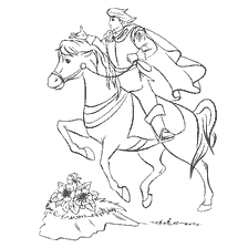 Prince on horseback with flowers below