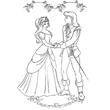 A drawing of a princess and a prince holding hands