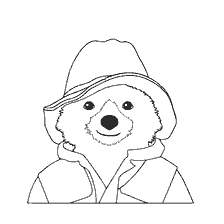 Paddington kleuren in hoed en jas