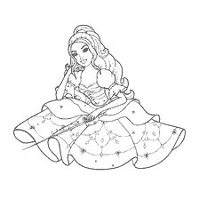 coloring page: Barbie Musketeer Corinne with a sword