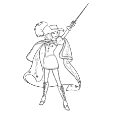 coloring page: Barbie Musketeer with a Sword in His Hand