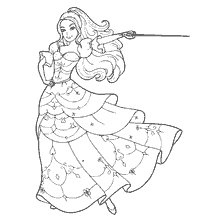 coloring page: Barbie Musketeer with a Sword