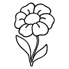 Black and white contour of the flower for coloring