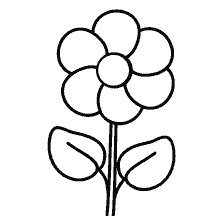 Black and white coloring flower with leaves