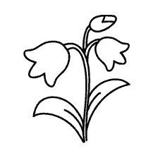 Coloring flower bell with flowers and green leaves