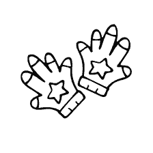 Kleurplaten voor kinderen: handschoenen met sterren