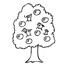 Het kleuren van appelbomen voor kinderen