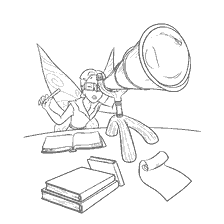 Scribble Fairy looks through a telescope