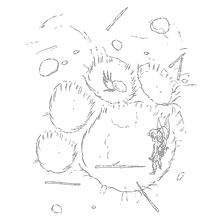 Fauna explores the footprints of a huge beast in the world of the Fairy