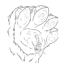 Fauna helps the Beast by pulling a sharp thorn from its paw.