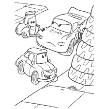 página para colorear: Colorear desde los coches de dibujos animados: personajes en el patio trasero