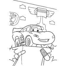 página para colorear: Imagen para colorear del coche ganador McQueen de los coches de dibujos animados