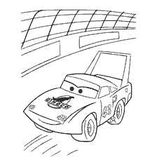 página para colorear: Colorear con un coche de la caricatura Coches durante las carreras de anillos