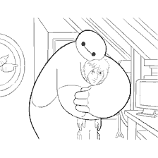 Baymax embraces Hiro in Hero City coloring book