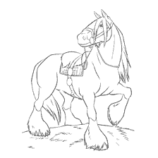 página para colorear: Dibujo del caballo de Angus de la caricatura Braveheart