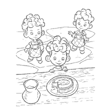página para colorear: Triplets de la caricatura Braveheart, considerando el pastel