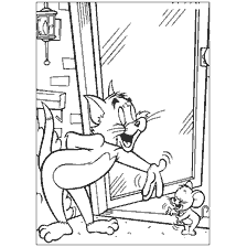 Tom and Jerry meet at the door