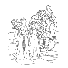 página para colorear: Arte conceptual de la familia real de los dibujos animados Corazón valiente en el estilo de color