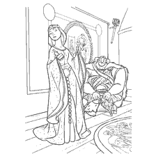 página para colorear: Dibujo del libro de color "Braveheart": el rey y la reina en una disputa
