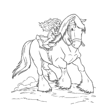 página para colorear: Mérida monta un caballo de la caricatura Braveheart