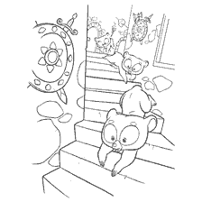 página para colorear: Corazón valiente: los cachorros bajan las escaleras