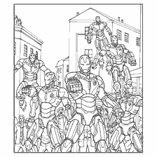 Image coloriage de l'armée des robots Ultron des Avengers