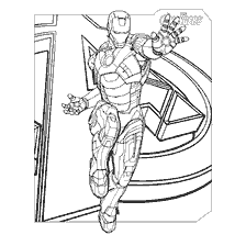 Coloration de Iron Man sur le fond du logo Avengers