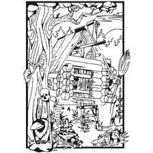coloring page: Coloring hut on chicken legs from Russian folk tales