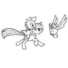 Spike on the back Sparkles with an owl in the foreground