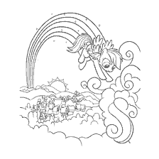 Färbung Rainbow Dash mit Regenbogen und Wolken