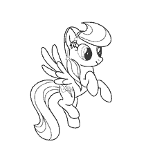 Pony Rainbow Dash mit Flügeln, bereit zu fliegen