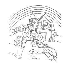 Applejack and Apple Bloom on the coloring book