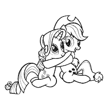Applejack and Rarity hug on coloring book