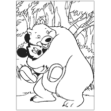 Los abrazos de Mickey Mouse llevan sobre el libro de colorear