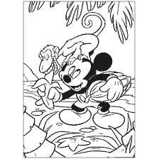 Mickey Mouse y su mono en una isla tropical
