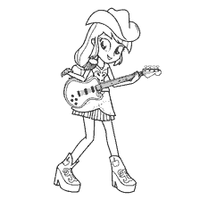 Kleuren meisje van Equestria Applejack met gitaar