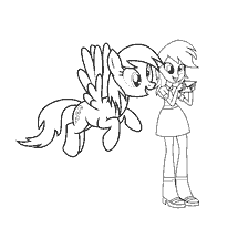 Kleur meisje uit Equestria met pony Derpy