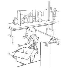 Girl with a frog from the cartoon Visiting the Robinsons, the frogs escape
