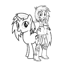 Kleurplaten Pony Equestria Meisje Vinyl Scratch en haar pony