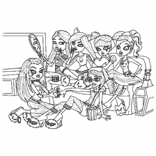 Die hoofkarakters van Monster High saam
