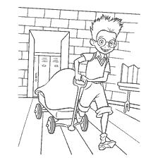 Lewis from Visiting the Robinsons, rolling his invention
