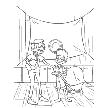 The characters are preparing for an exhibition of scientific achievements.