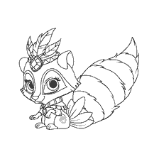 Tekening van de Vasilek wasbeer van de Koninklijke Huisdieren