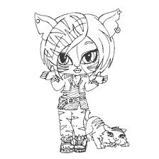 Colorear Toralei Strype de Monster High con un gato