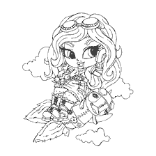 Pequeños niños Monster High Robekka Steam en cohete con mascota