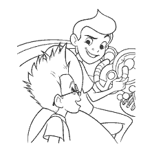 Lewis and Wilbur, characters from Visiting the Robinsons, exchange ideas against the background of the technique of the future