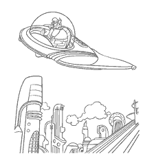 Plane and City of the Future from Visiting the Robinsons