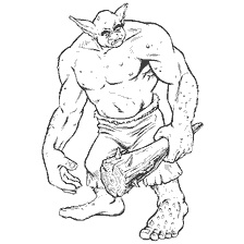 coloriage: Dessin d'un troll de caverne de l'univers Harry Potter